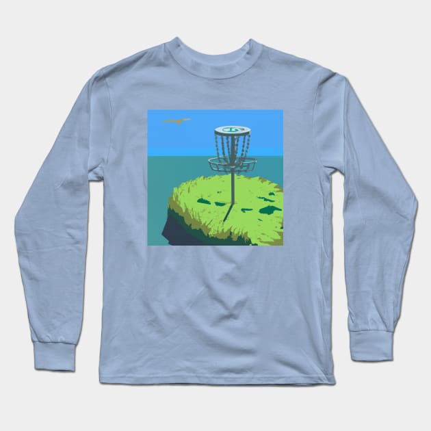 Disc Golf on a Remote Island Long Sleeve T-Shirt by Star Scrunch